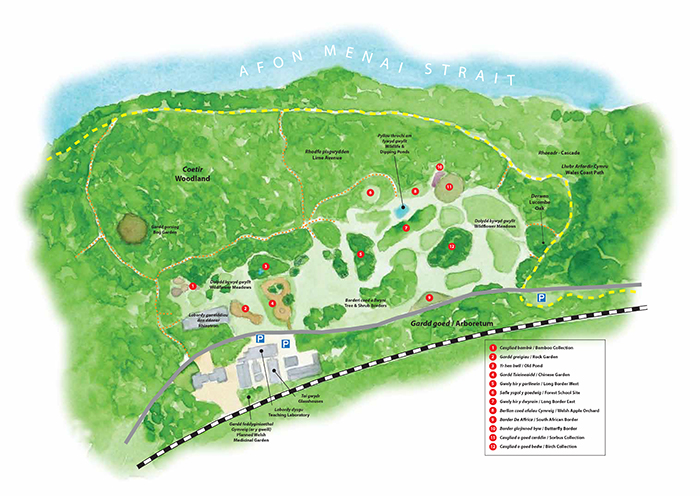 Map of Treborth Botanic Garden